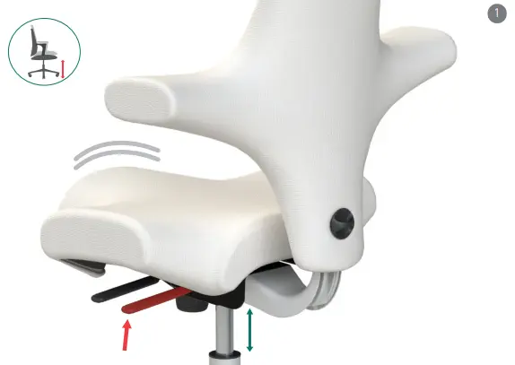 Adjust the seat height of the HÅG Capisco using the lever at the back of the seat Adjust the seat height of the HÅG Capisco using the lever at the back of the seat